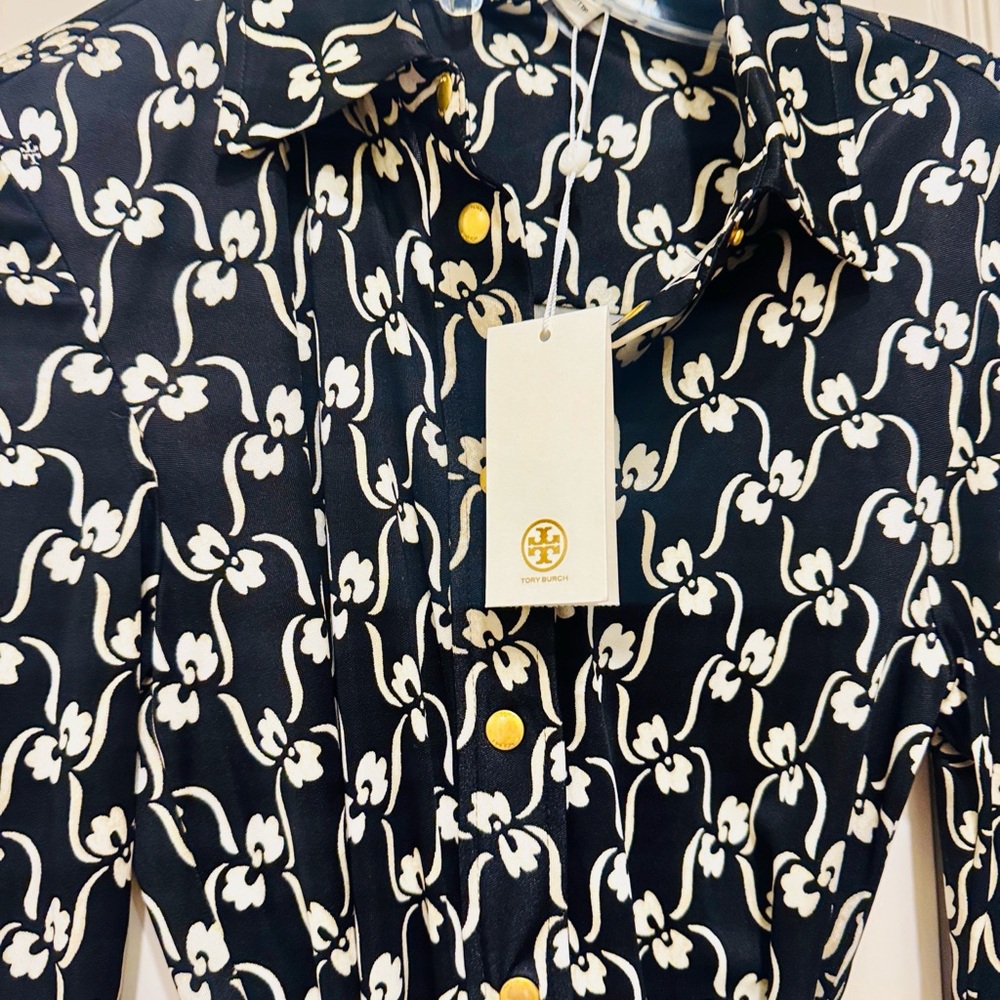 Tory Burch Black and White Long Sleeve Dress - Picture 3 of 6